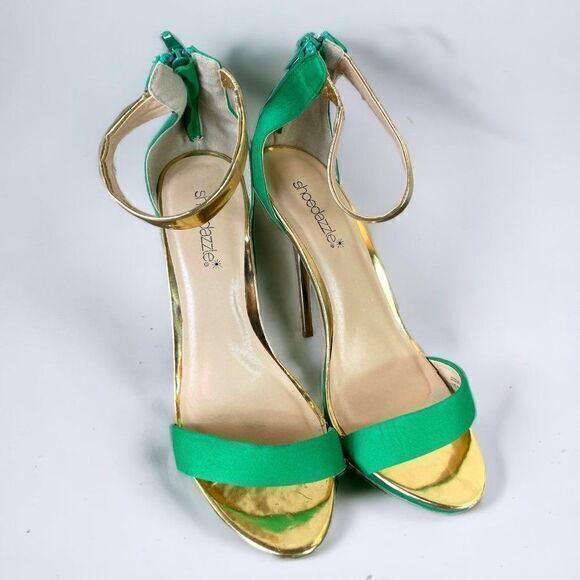 Heel‎ Sandals Open Toe Pump Size 8.5 Womens Stilettos Shoes Heels Party Green - Picture 1 of 14